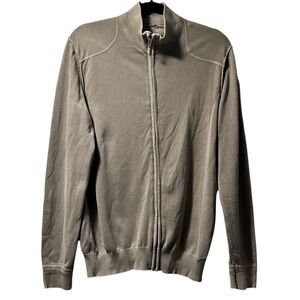 DKNY Jeans Mens Gray Sage Mock Neck Long Sleeve Knit Cardigan Sweater Size M